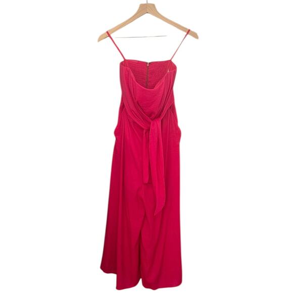 ANTHROPOLOGIE MAEVE Bright Pink Waist Tie Strapless Jumpsuit Romper – Size 6 - Picture 11 of 15